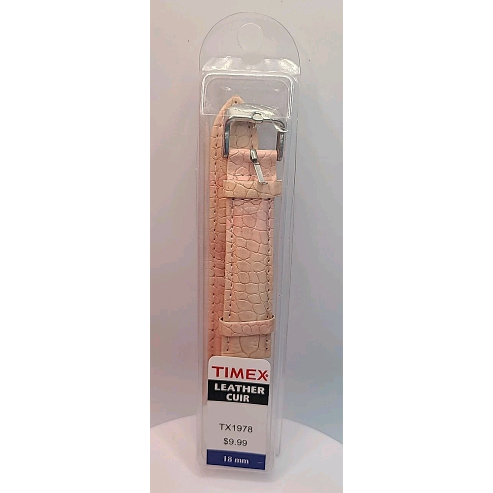 Genuine Timex Leather 18 mm Watch Band Pink TX1978